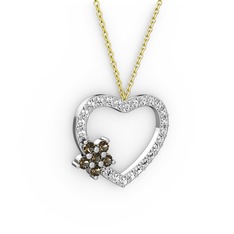 Maita Kalp Kolye - Dumanlı kuvars ve swarovski 14 ayar beyaz altın kolye (40 cm altın rolo zincir) #1jmxeda