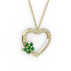Maita Kalp Kolye - Yeşil kuvars ve swarovski 925 ayar altın kaplama gümüş kolye (40 cm gümüş rolo zincir) #1lxsdyf