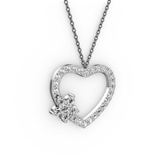 Swarovski ve pırlanta 8 ayar beyaz altın kolye (0.36 karat, 40 cm gümüş rolo zincir)