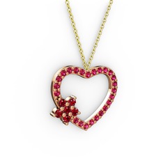 Maita Kalp Kolye - Garnet ve rodolit garnet 8 ayar rose altın kolye (40 cm altın rolo zincir) #1qfbli