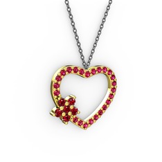 Garnet ve rodolit garnet 18 ayar altın kolye (40 cm gümüş rolo zincir)