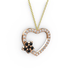 Maita Kalp Kolye - Siyah zirkon ve swarovski 14 ayar rose altın kolye (40 cm altın rolo zincir) #1v10n1j
