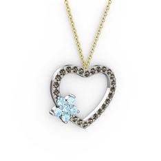 Maita Kalp Kolye - Akuamarin ve dumanlı kuvars 925 ayar gümüş kolye (40 cm gümüş rolo zincir) #1xn6njr