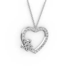 Beyaz zirkon ve swarovski 8 ayar beyaz altın kolye (40 cm gümüş rolo zincir)