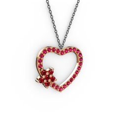 Maita Kalp Kolye - Garnet ve rodolit garnet 925 ayar rose altın kaplama gümüş kolye (40 cm gümüş rolo zincir) #ae7qxa