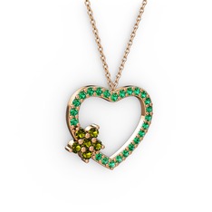 Maita Kalp Kolye - Peridot ve yeşil kuvars 18 ayar rose altın kolye (40 cm gümüş rolo zincir) #bmwyci