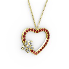 Beyaz zirkon ve garnet 925 ayar altın kaplama gümüş kolye (40 cm altın rolo zincir)