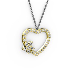 Maita Kalp Kolye - Swarovski 14 ayar altın kolye (40 cm gümüş rolo zincir) #h4898a