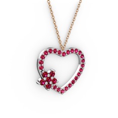 Maita Kalp Kolye - Rodolit garnet 14 ayar beyaz altın kolye (40 cm rose altın rolo zincir) #i6nzgz