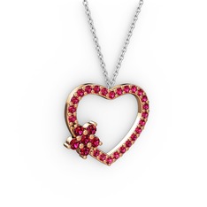 Maita Kalp Kolye - Rodolit garnet 14 ayar rose altın kolye (40 cm beyaz altın rolo zincir) #kse3a6