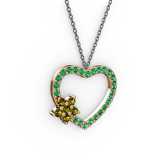 Maita Kalp Kolye - Peridot ve yeşil kuvars 18 ayar rose altın kolye (40 cm gümüş rolo zincir) #qclcok