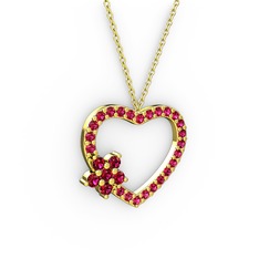 Maita Kalp Kolye - Rodolit garnet 18 ayar altın kolye (40 cm altın rolo zincir) #qtds8l