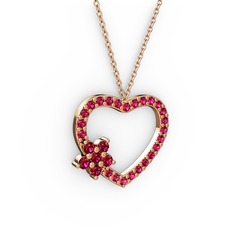 Maita Kalp Kolye - Rodolit garnet 18 ayar rose altın kolye (40 cm rose altın rolo zincir) #rerkut