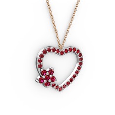 Maita Kalp Kolye - Rodolit garnet ve garnet 8 ayar beyaz altın kolye (40 cm rose altın rolo zincir) #uq8g5r