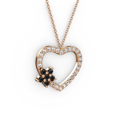 Siyah zirkon ve swarovski 18 ayar rose altın kolye (40 cm rose altın rolo zincir)