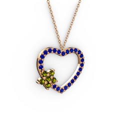Maita Kalp Kolye - Peridot ve lab safir 18 ayar rose altın kolye (40 cm gümüş rolo zincir) #yj4y9t