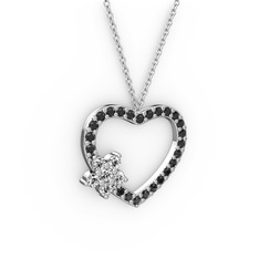 Swarovski ve siyah zirkon 925 ayar gümüş kolye (40 cm gümüş rolo zincir)