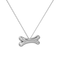Kemik Kolye - 8 ayar beyaz altın kolye (40 cm gümüş rolo zincir) #ujktbo