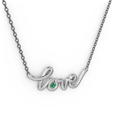 Saina Love Kolye - Yeşil kuvars 14 ayar beyaz altın kolye (40 cm gümüş rolo zincir) #11jh6b4