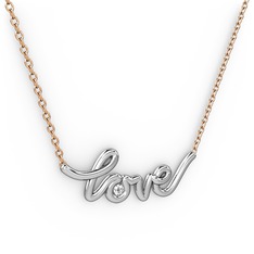 Saina Love Kolye - Pırlanta 14 ayar beyaz altın kolye (0.015 karat, 40 cm gümüş rolo zincir) #12wdqj5