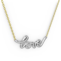 Saina Love Kolye - Pırlanta 8 ayar beyaz altın kolye (0.015 karat, 40 cm altın rolo zincir) #13ace9n