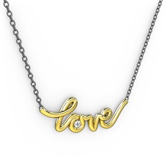 Saina Love Kolye - Beyaz zirkon 8 ayar altın kolye (40 cm gümüş rolo zincir) #148dx5s
