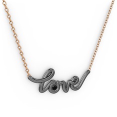 Saina Love Kolye - Siyah zirkon 925 ayar siyah rodyum kaplama gümüş kolye (40 cm gümüş rolo zincir) #1ccu1h3