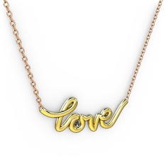 Saina Love Kolye - Dumanlı kuvars 14 ayar altın kolye (40 cm rose altın rolo zincir) #1cypihz