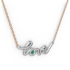 Saina Love Kolye - Yeşil kuvars 14 ayar beyaz altın kolye (40 cm rose altın rolo zincir) #1deoyq9
