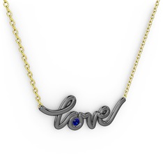 Saina Love Kolye - Lab safir 925 ayar siyah rodyum kaplama gümüş kolye (40 cm altın rolo zincir) #1gcva67