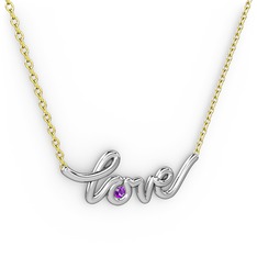 Saina Love Kolye - Ametist 925 ayar gümüş kolye (40 cm altın rolo zincir) #1i12hh9