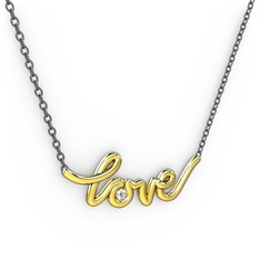 Saina Love Kolye - Swarovski 18 ayar altın kolye (40 cm gümüş rolo zincir) #1ifu4ez