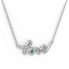 Saina Love Kolye - Yeşil kuvars 14 ayar beyaz altın kolye (40 cm beyaz altın rolo zincir) #1ioo093