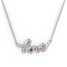 Saina Love Kolye - Rodolit garnet 925 ayar gümüş kolye (40 cm beyaz altın rolo zincir) #1m6hrlm