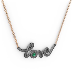 Saina Love Kolye - Yeşil kuvars 925 ayar siyah rodyum kaplama gümüş kolye (40 cm rose altın rolo zincir) #1nw68lt
