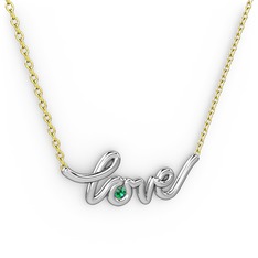 Saina Love Kolye - Yeşil kuvars 8 ayar beyaz altın kolye (40 cm altın rolo zincir) #1o4xqj4