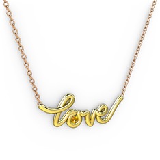 Saina Love Kolye - Sitrin 8 ayar altın kolye (40 cm rose altın rolo zincir) #1sau27r
