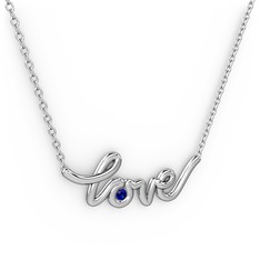 Saina Love Kolye - Lab safir 18 ayar beyaz altın kolye (40 cm beyaz altın rolo zincir) #1ub3yx0