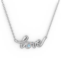 Saina Love Kolye - Akuamarin 8 ayar beyaz altın kolye (40 cm gümüş rolo zincir) #1xhw4a3
