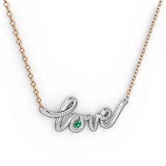 Saina Love Kolye - Yeşil kuvars 925 ayar gümüş kolye (40 cm rose altın rolo zincir) #chl2oc