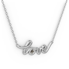 Saina Love Kolye - Dumanlı kuvars 8 ayar beyaz altın kolye (40 cm beyaz altın rolo zincir) #ezu7l8