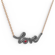 Saina Love Kolye - Garnet 925 ayar siyah rodyum kaplama gümüş kolye (40 cm rose altın rolo zincir) #fv9o1b