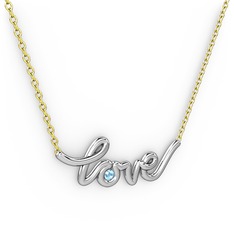 Saina Love Kolye - Akuamarin 18 ayar beyaz altın kolye (40 cm altın rolo zincir) #jafl7i