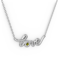 Peridot 14 ayar beyaz altın kolye (40 cm beyaz altın rolo zincir)