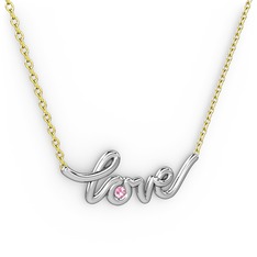 Saina Love Kolye - Pembe kuvars 925 ayar gümüş kolye (40 cm altın rolo zincir) #jxnta7