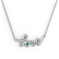 Saina Love Kolye - Yeşil kuvars 18 ayar beyaz altın kolye (40 cm gümüş rolo zincir) #lo8omx