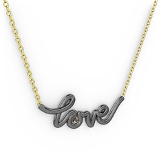 Saina Love Kolye - Dumanlı kuvars 925 ayar siyah rodyum kaplama gümüş kolye (40 cm altın rolo zincir) #lrdbej