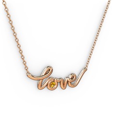 Saina Love Kolye - Sitrin 14 ayar rose altın kolye (40 cm rose altın rolo zincir) #optpbw