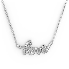 Saina Love Kolye - Beyaz zirkon 18 ayar beyaz altın kolye (40 cm gümüş rolo zincir) #pcd6fq