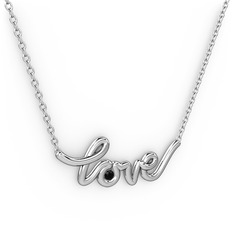 Saina Love Kolye - Siyah zirkon 18 ayar beyaz altın kolye (40 cm beyaz altın rolo zincir) #rmr2kg